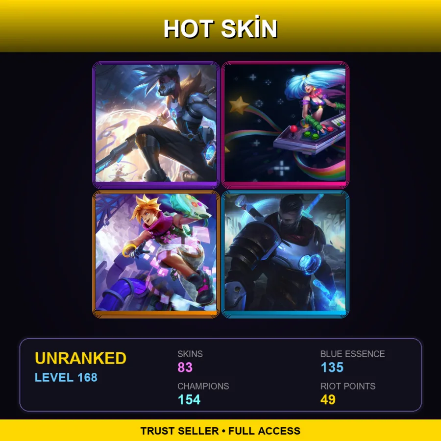 EUNE | Lv168 | Unranked | 83 Skin | 154 Champ — LoL account