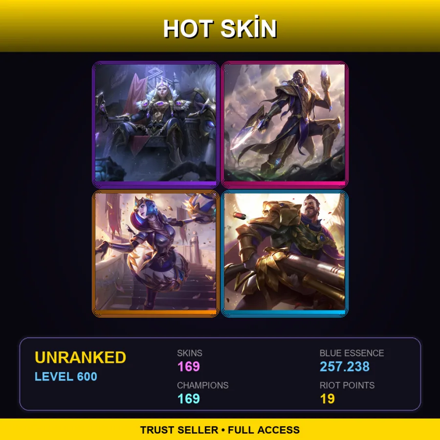 VN | Lv600 | Unranked | 169 Skin | 169 Champ