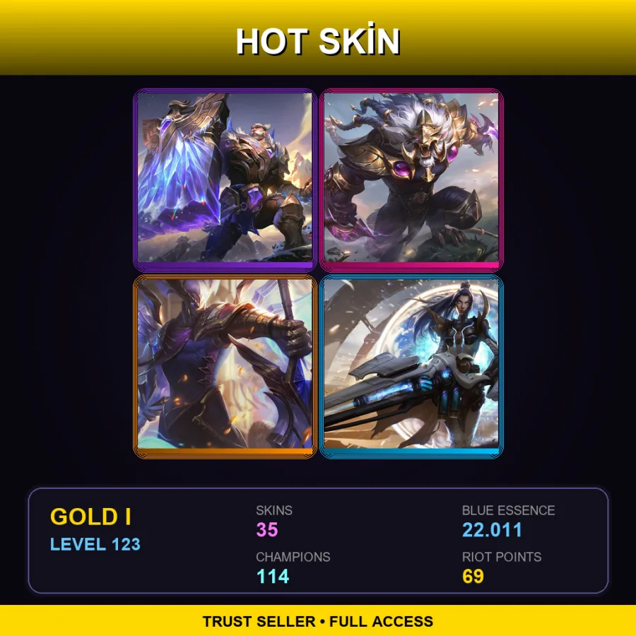 BR | Victorious Braum | Victorious Rengar | Victorious Aatrox | Pulsefire Caitlyn | 35 Skin | 114 Champ | Gold I | Lv123