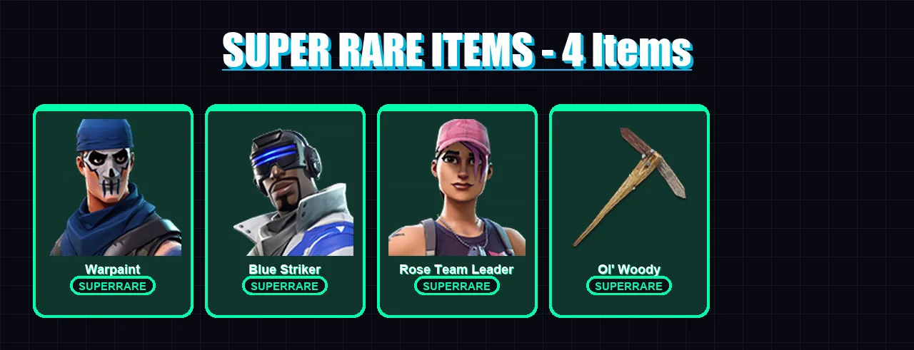 [PC/XBOX/PSN] | Warpaint | Blue Striker | Rose Team Leader | Captain Hypatia | Surf Witch | 5 skin | 12 pickaxe | 4 emote | 10 glider | Lv93