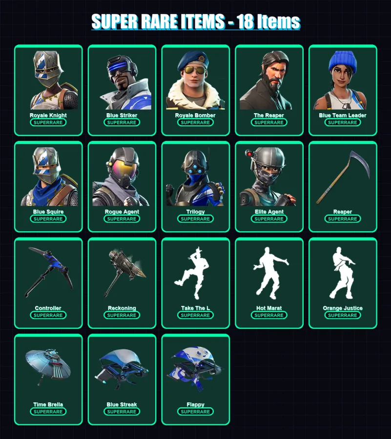 [PC/XBOX/PSN] | Royale Knight | Blue Striker | Royale Bomber | The Reaper | Blue Team Leader | 52 skin | 33 pickaxe | 39 emote | 39 glider | Lv660 — Fortnite account