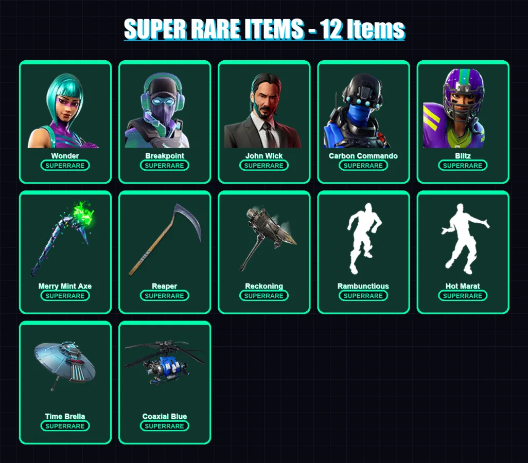 [PC/XBOX] | Wonder | Breakpoint | John Wick | Carbon Commando | Blitz | 177 skin | 103 pickaxe | 135 emote | 89 glider | Lv1288