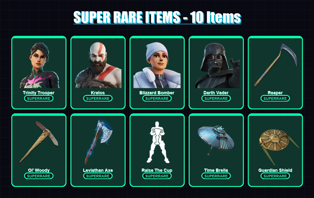 [PS4/PS5/XBOX/PC] | Trinity Trooper | Kratos | Blizzard Bomber | Darth Vader | Valeria | 294 skin | 315 pickaxe | 204 emote | 237 glider | Lv3036