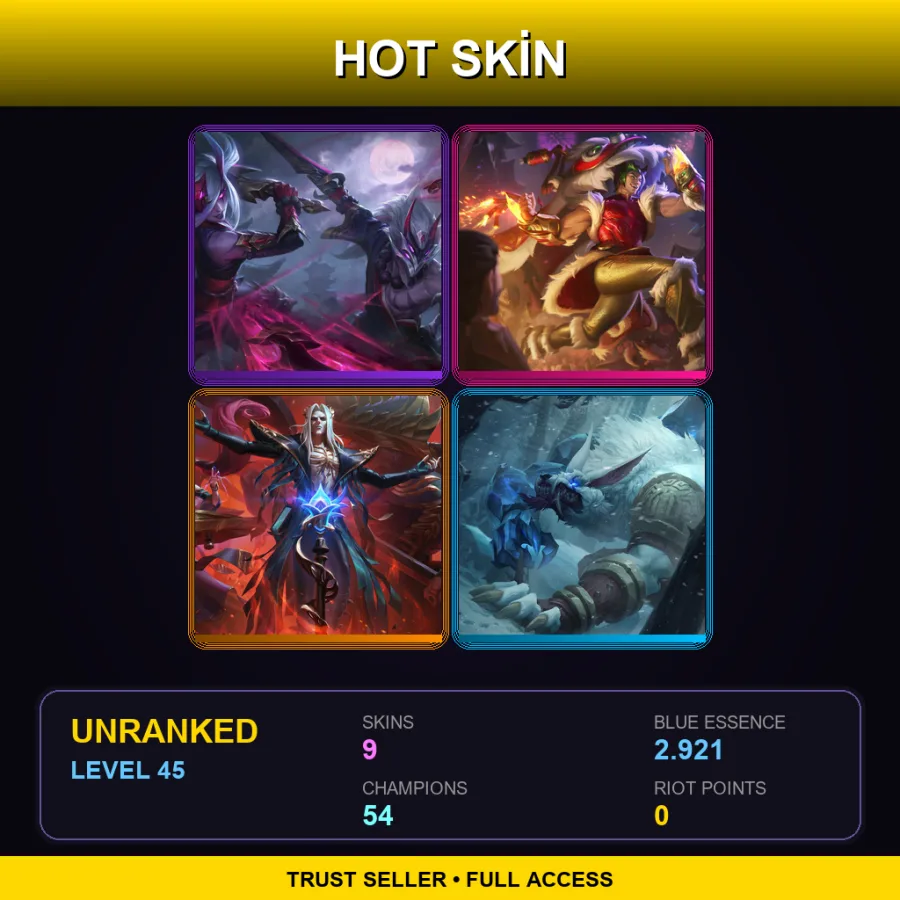 SG | Lv45 | Unranked | 9 Skin | 54 Champ — Firecracker Sett