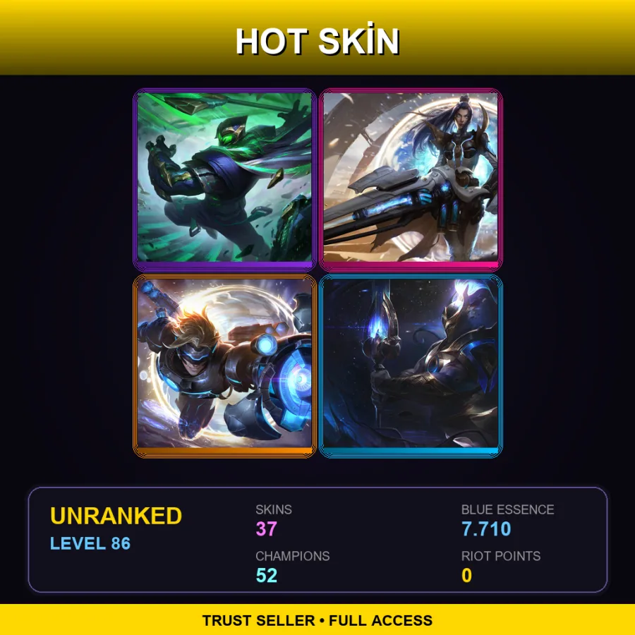 LAN | Lv86 | Unranked | 37 Skin | 52 Champ