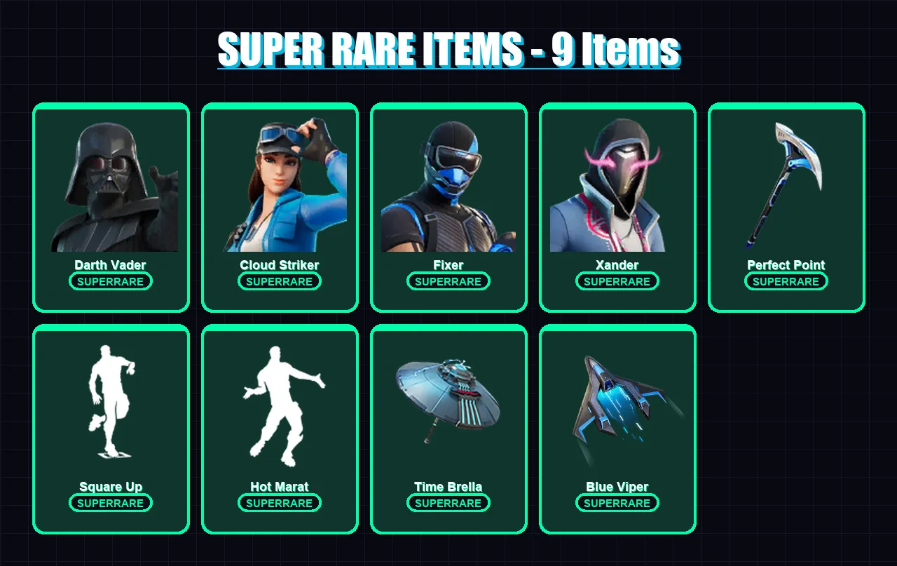 [PC/XBOX/PSN] | Darth Vader | Cloud Striker | Fixer | Xander | Nezumi | 136 skin | 185 pickaxe | 144 emote | 154 glider | Lv2484