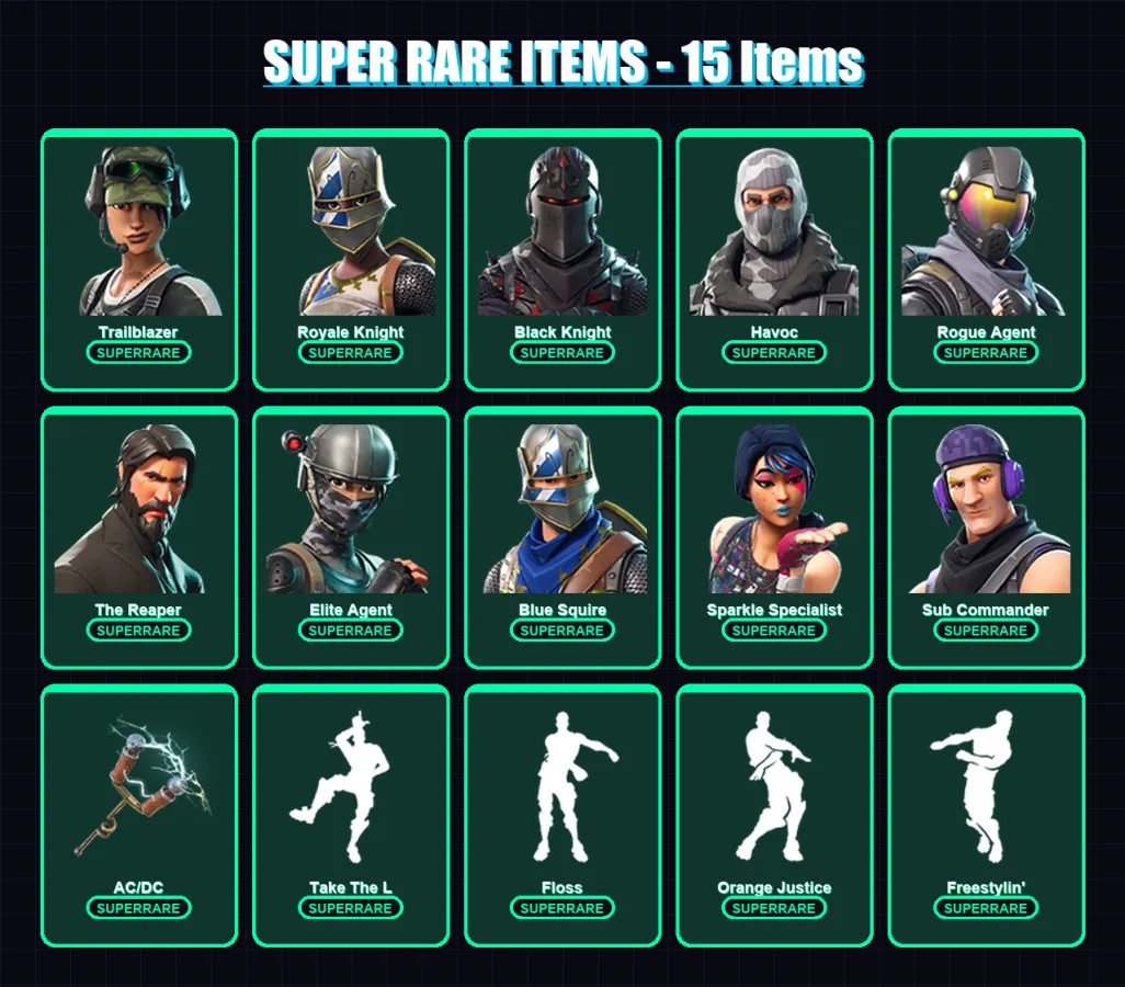 [PC/XBOX/PSN] | Trailblazer | Royale Knight | Black Knight | Havoc | Rogue Agent | 32 skin | 19 pickaxe | 29 emote | 17 glider | Lv170