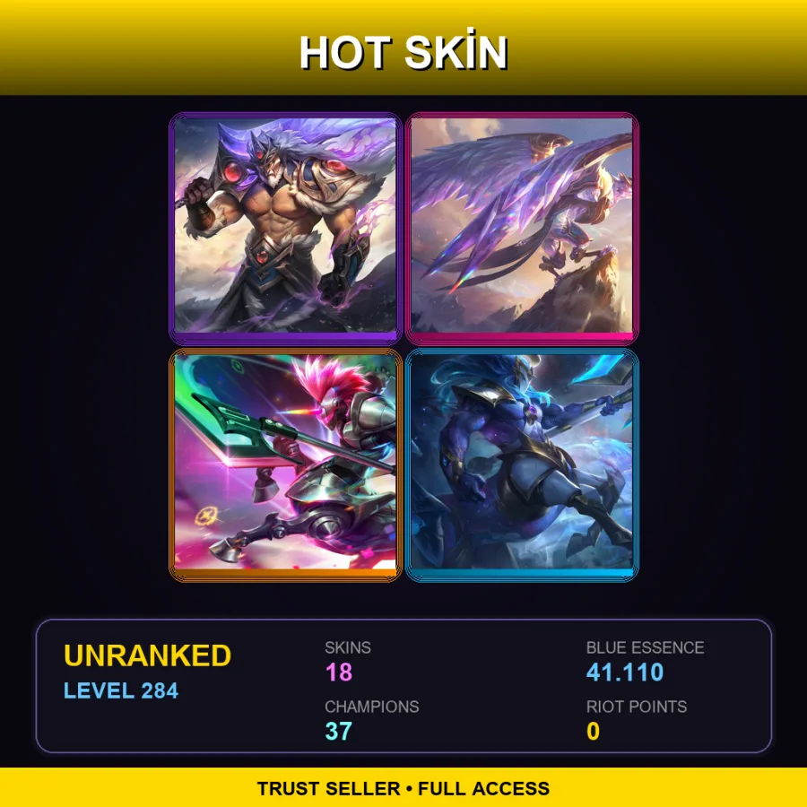 LAN | Lv284 | Unranked | 18 Skin | 37 Champ