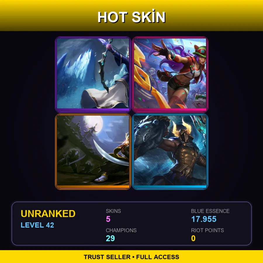 EUW | Lv42 | Unranked | 5 Skin | 29 Champ