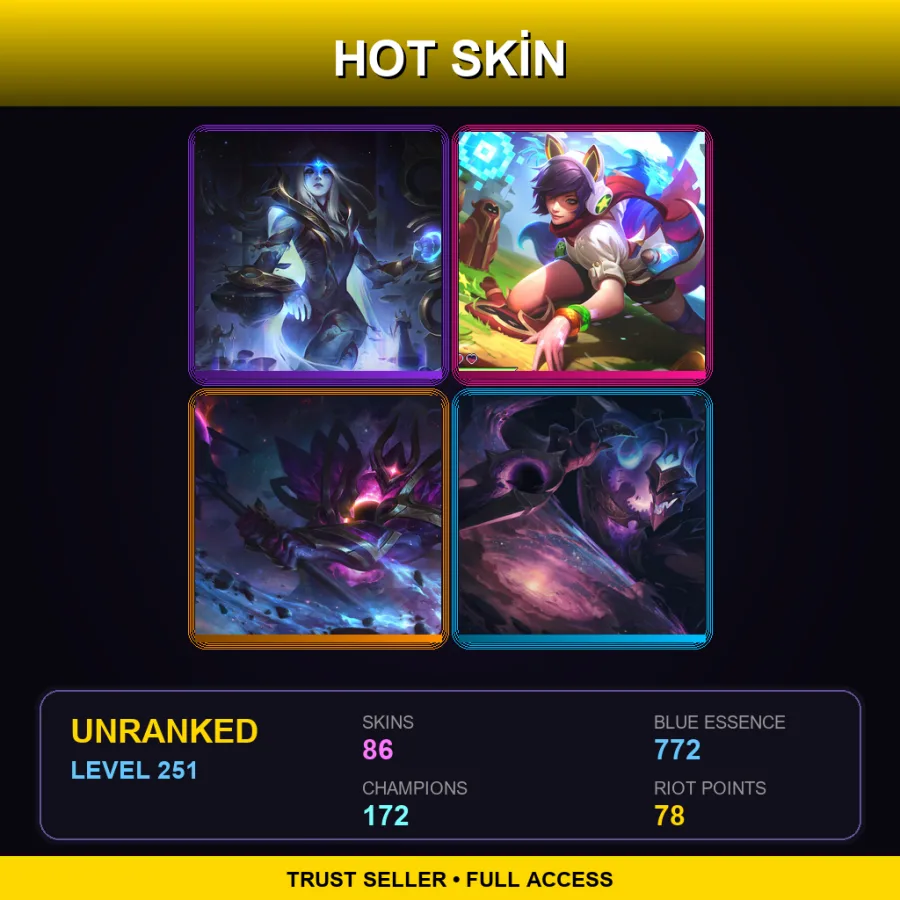 LAN | Lv251 | Unranked | 86 Skin | 172 Champ