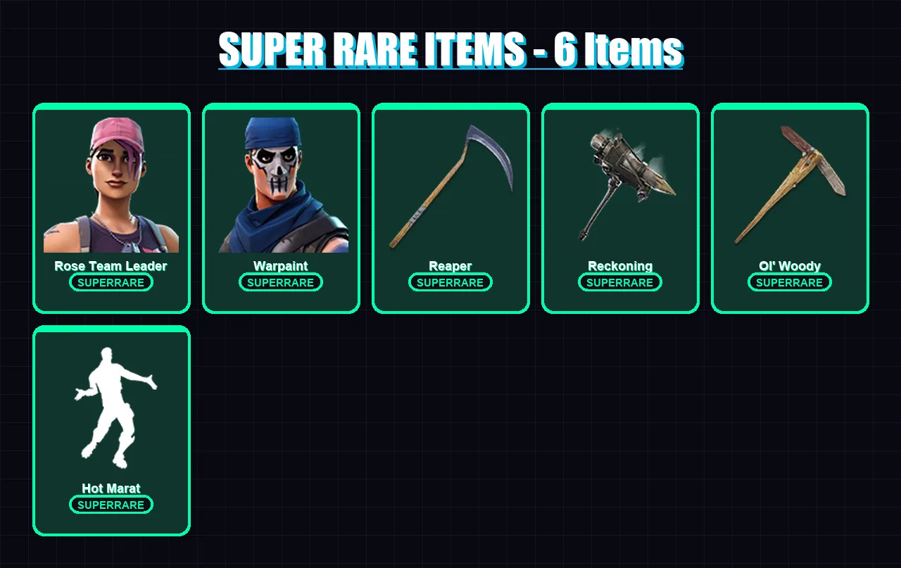 [PC/XBOX/PSN] | Rose Team Leader | Warpaint | Ultima Knight | Dire | The Foundation | 64 skin | 56 pickaxe | 69 emote | 51 glider | Lv515
