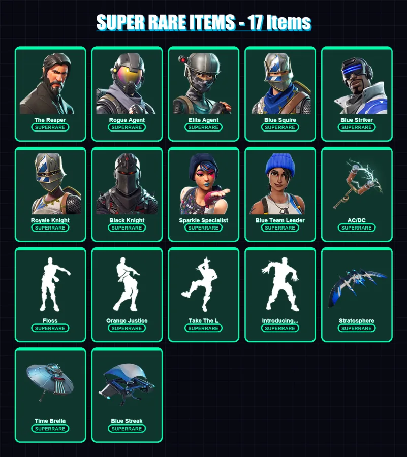 [PS4/PS5/XBOX/PC] | The Reaper | Rogue Agent | Elite Agent | Blue Squire | Blue Striker | 37 skin | 43 pickaxe | 47 emote | 55 glider | Lv809 — Game account