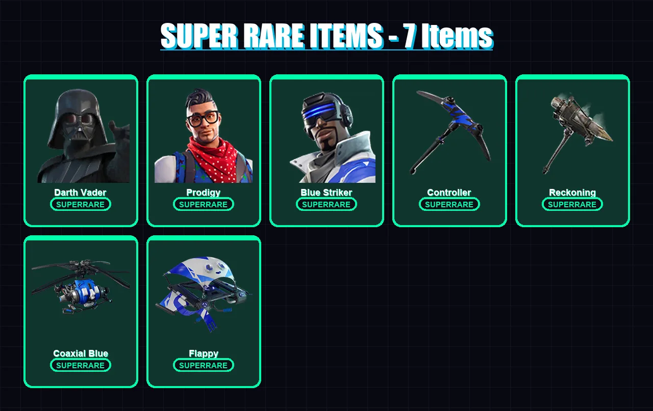 [PS4/PS5/XBOX/PC] | Darth Vader | Prodigy | Blue Striker | Malik | Catalyst | 78 skin | 96 pickaxe | 85 emote | 89 glider | Lv1301