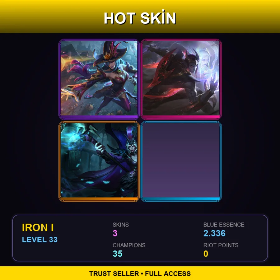 EUW | Lv33 | Iron I | 3 Skin | 35 Champ