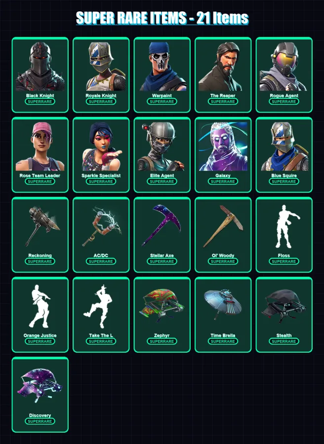 [PC/XBOX/PSN] | Black Knight | Royale Knight | Warpaint | The Reaper | Rogue Agent | 132 skin | 136 pickaxe | 118 emote | 98 glider | Lv1346