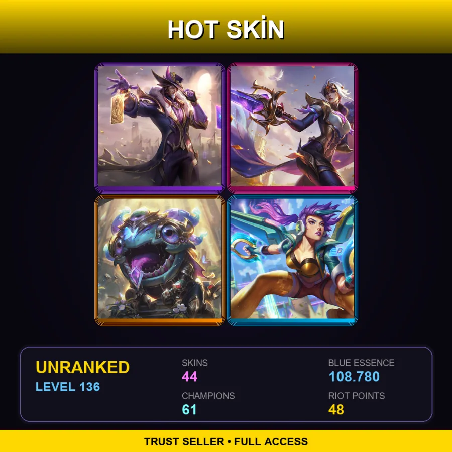 NA | Lv136 | Unranked | 44 Skin | 61 Champ