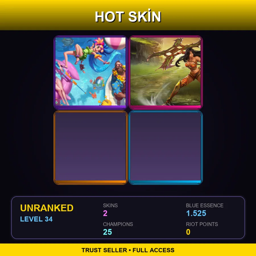 NA | Lv34 | Unranked | 2 Skin | 25 Champ