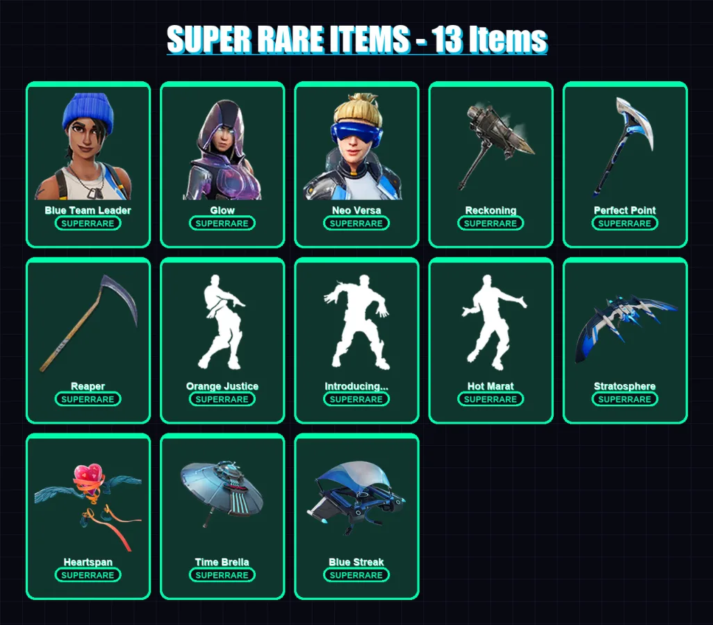 [PC/XBOX] | Blue Team Leader | Glow | Neo Versa | 266 skin | Lv3780 — Fortnite account