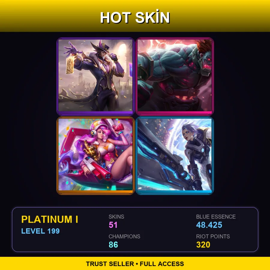 SG | Lv199 | Platinum I | 51 Skin | 86 Champ — Drx Kindred