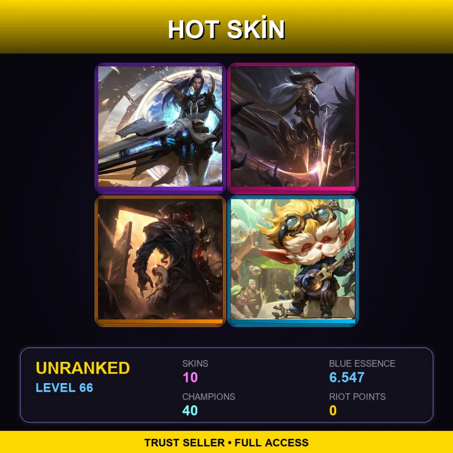 EUW | Lv66 | Unranked | 10 Skin | 40 Champ