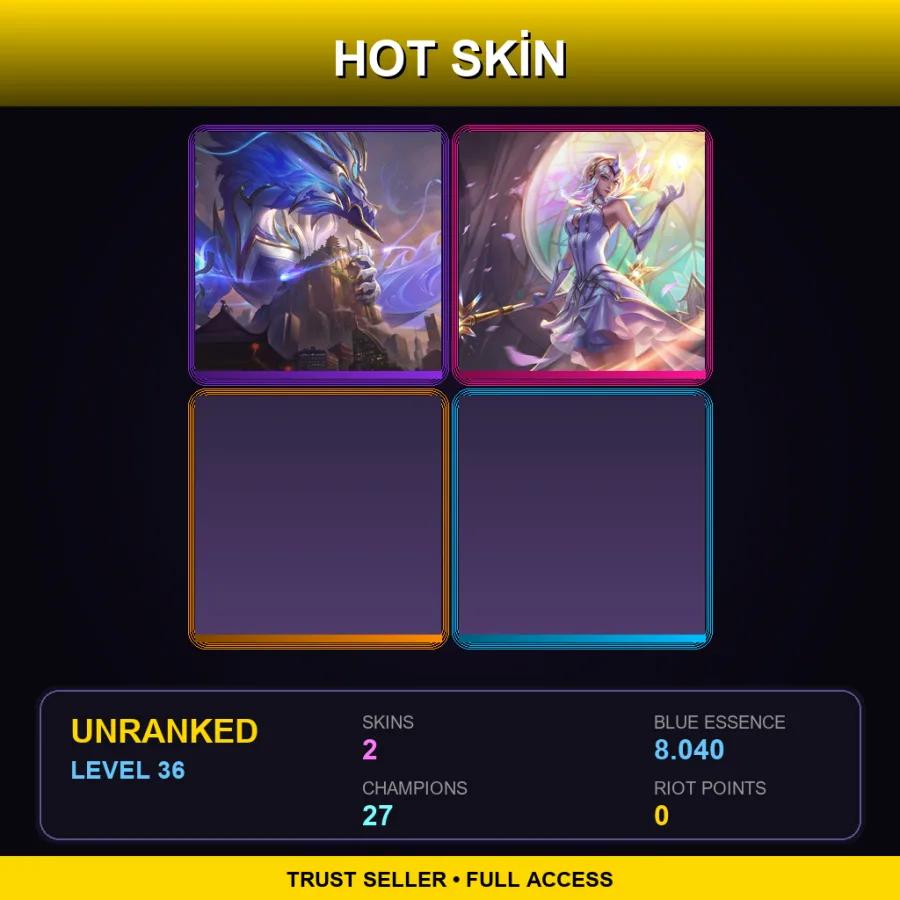 EUW | Lv36 | Unranked | 2 Skin | 27 Champ — LoL account