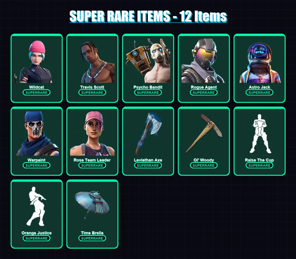 [PC/PSN] | Wildcat | Travis Scott | Psycho Bandit | Rogue Agent | Astro Jack | 257 skin | 194 pickaxe | 144 emote | 123 glider | Lv2335