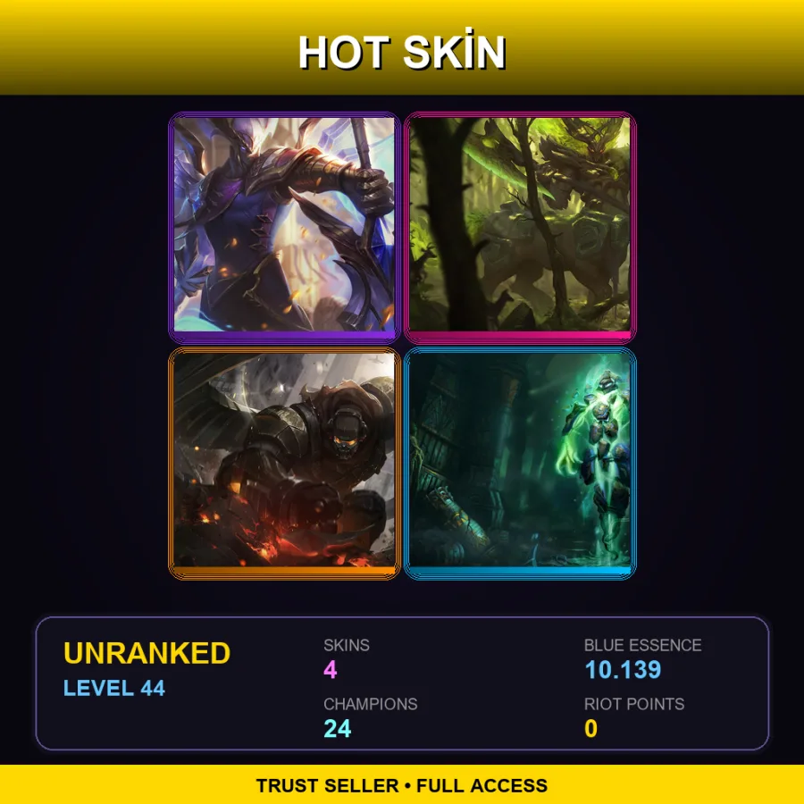 SG | Lv44 | Unranked | 4 Skin | 24 Champ — LoL account