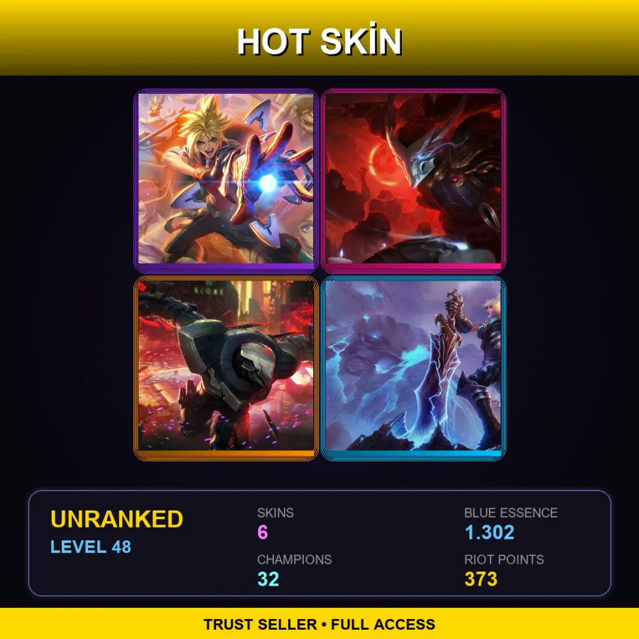 VN | Lv48 | Unranked | 6 Skin | 32 Champ — LoL account