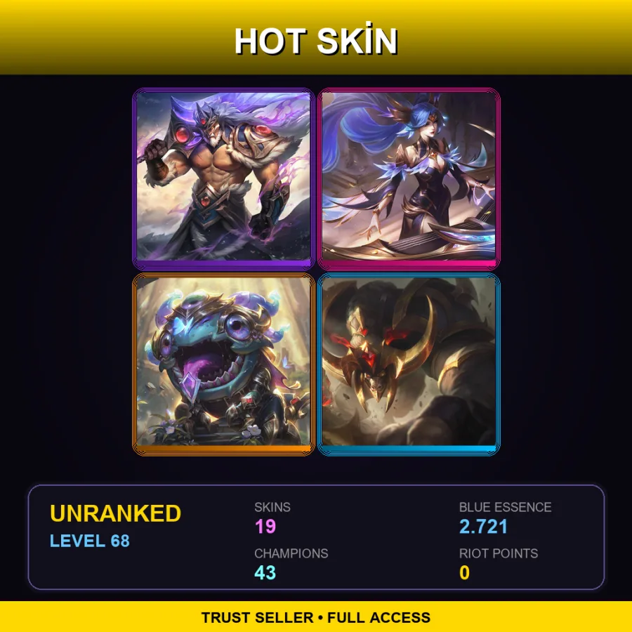 LAN | Lv68 | Unranked | 19 Skin | 43 Champ