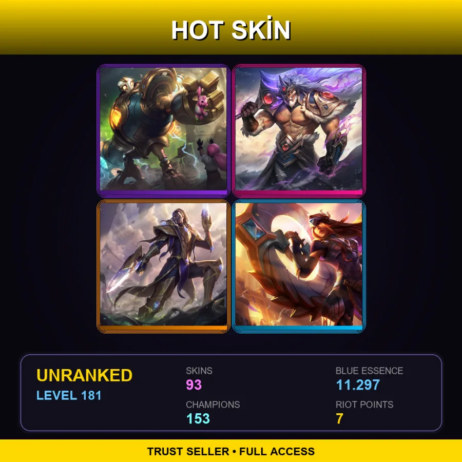 TR | Victorious Blitzcrank | Victorious Tryndamere | Victorious Lucian | Victorious Sivir | 93 Skin | 153 Champ | Lv181