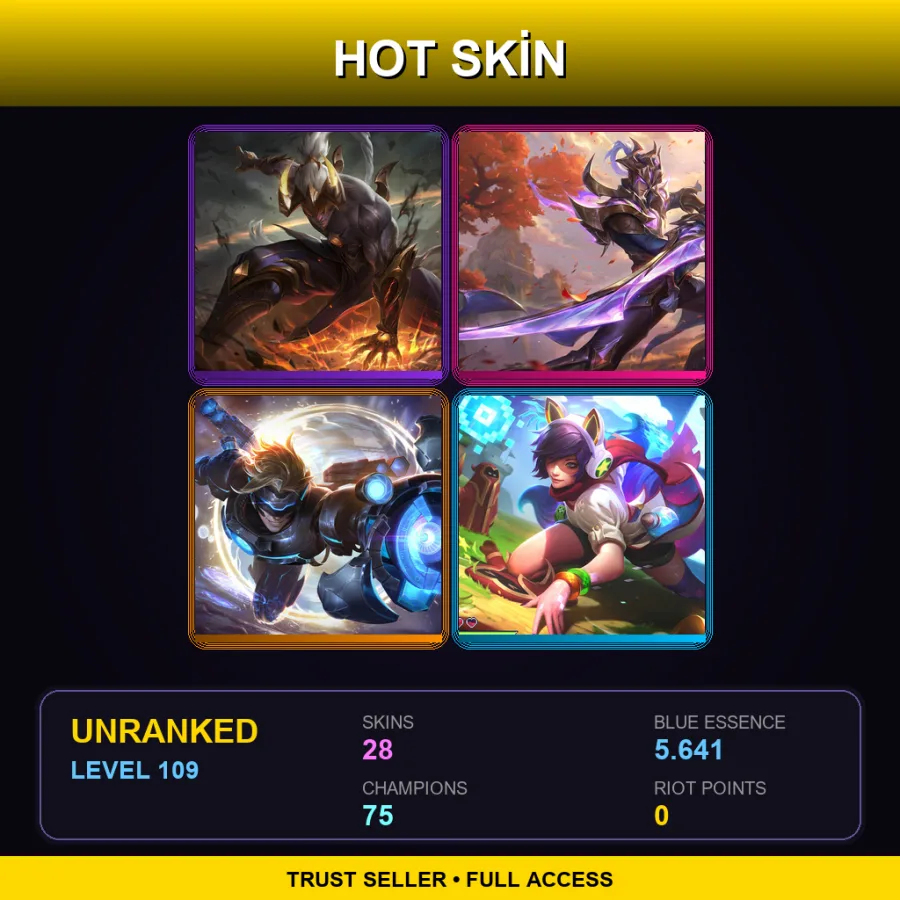 EUW | Prestige Nightbringer Lee Sin | Victorious Master Yi | Pulsefire Ezreal | Arcade Ahri | 28 Skin | 75 Champ | Lv109