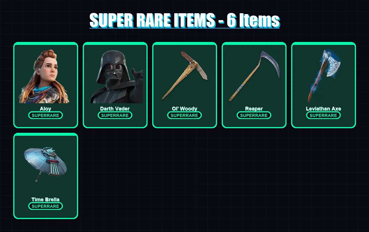 [PC] | Aloy | Darth Vader | Predator | Eternal Knight | The Origin | 278 skin | 328 pickaxe | 218 emote | 223 glider | Lv3631