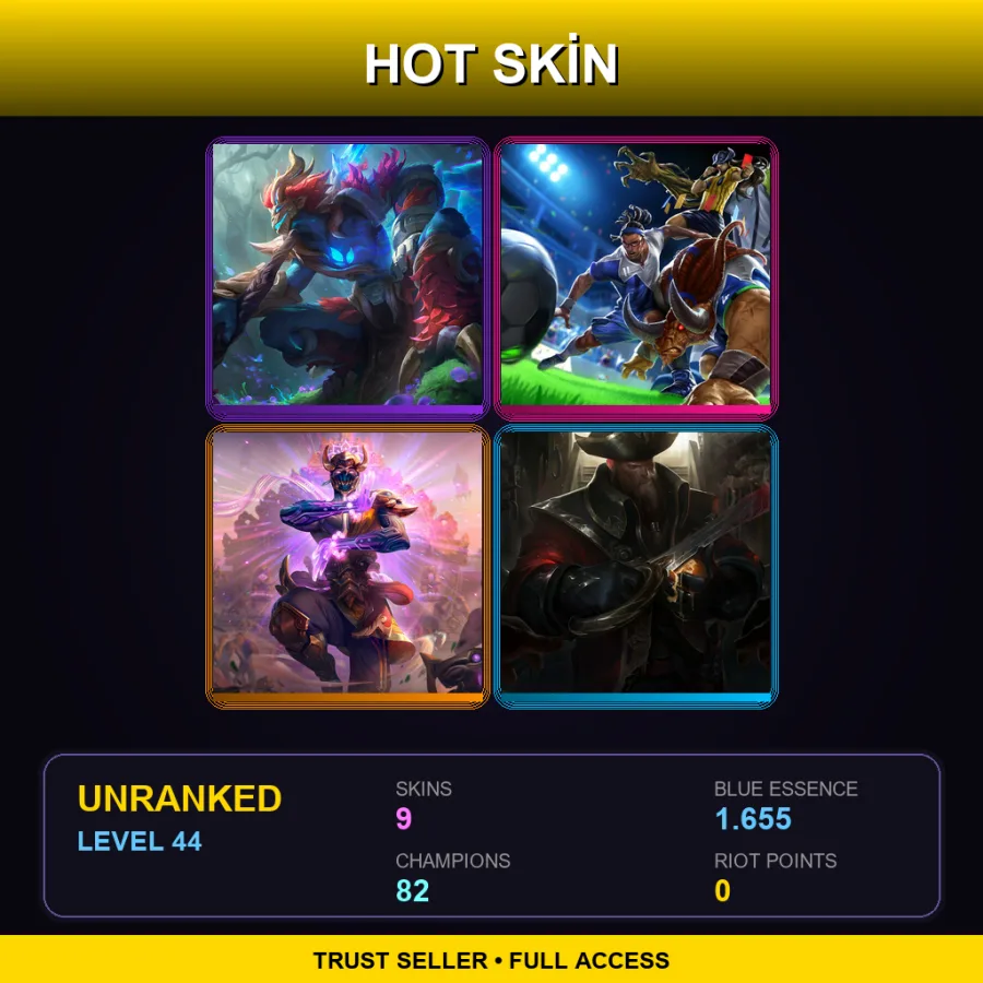 TR | Lv44 | Unranked | 9 Skin | 82 Champ — Elderwood Wukong