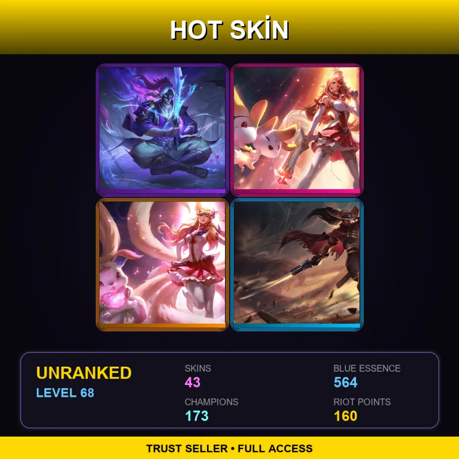 VN | Lv68 | Unranked | 43 Skin | 173 Champ — LoL account