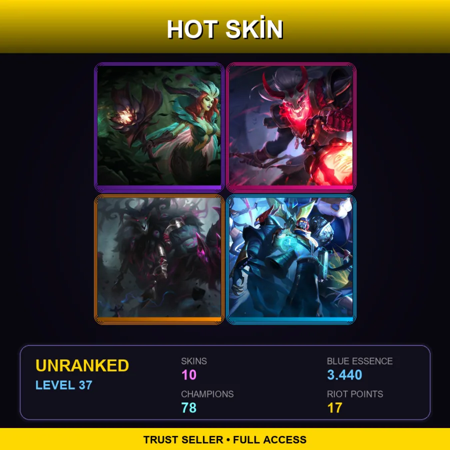 EUNE | Lv37 | Unranked | 10 Skin | 78 Champ — LoL account