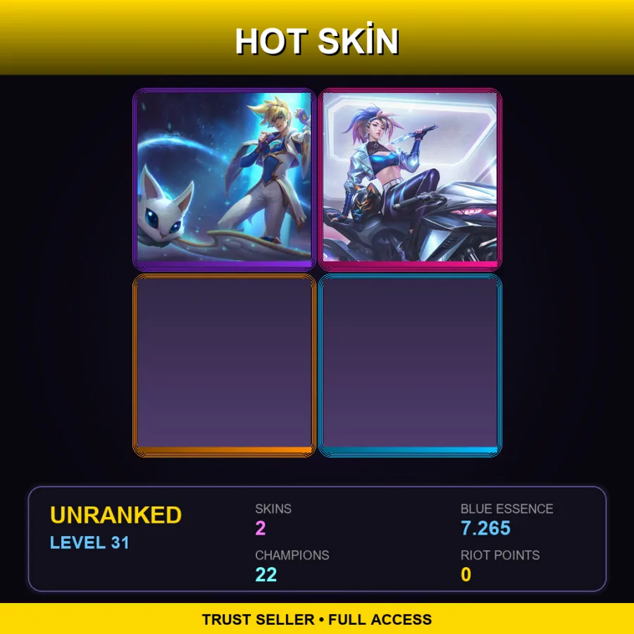 EUW | Lv31 | Unranked | 2 Skin | 22 Champ