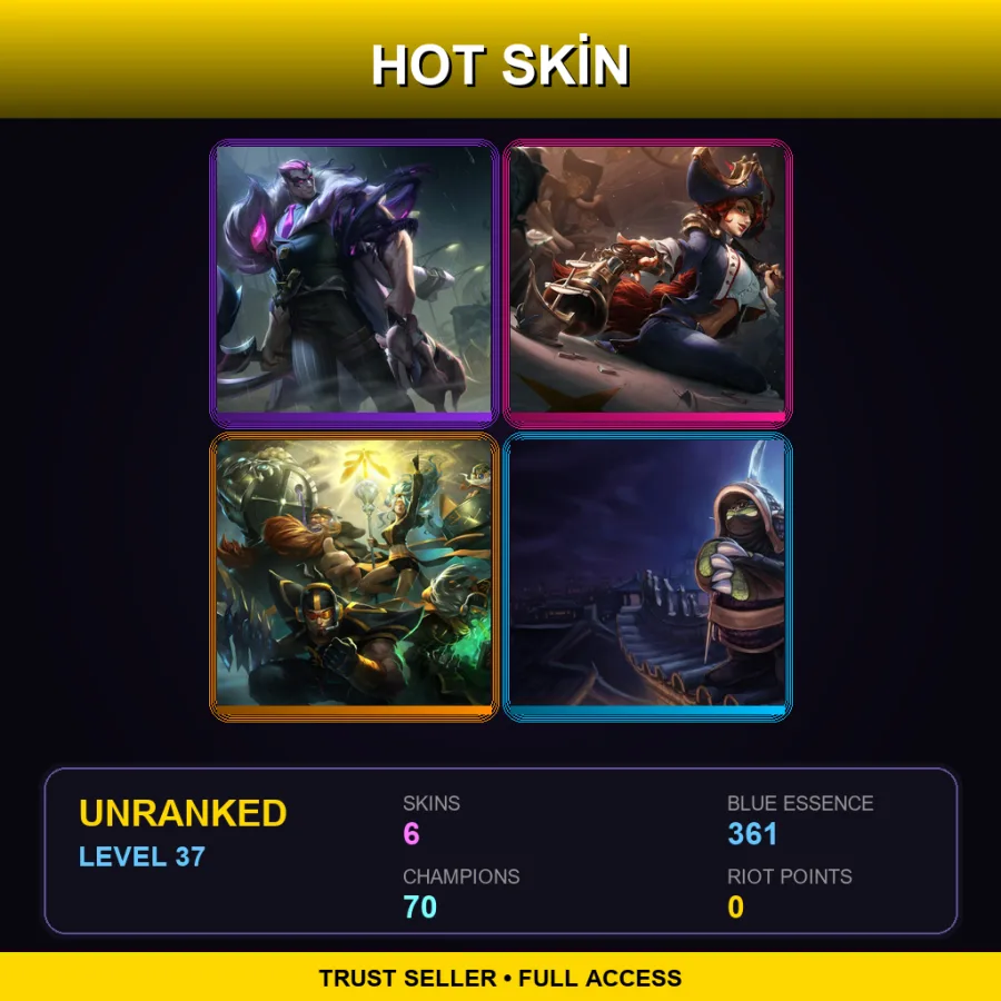 BR | Lv37 | Unranked | 6 Skin | 70 Champ — LoL account
