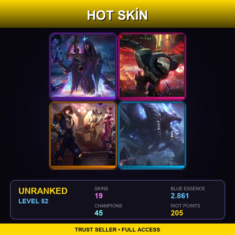 EUW | Lv52 | Unranked | 19 Skin | 45 Champ