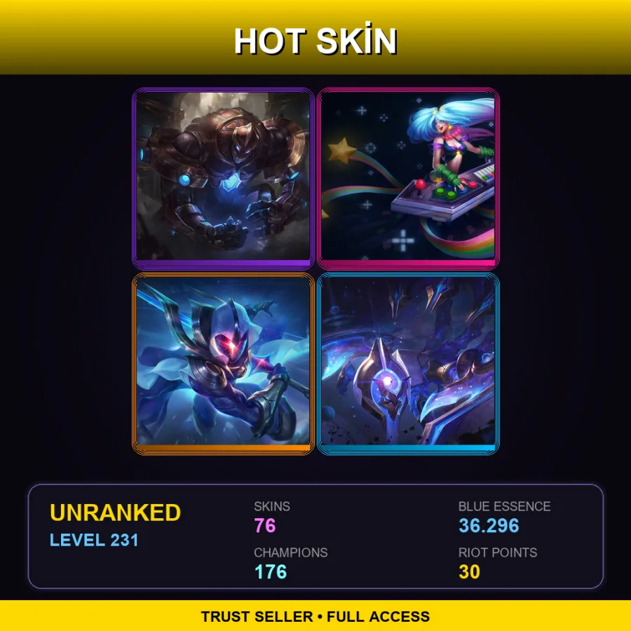 VN | Lv231 | Unranked | 76 Skin | 176 Champ — LoL account