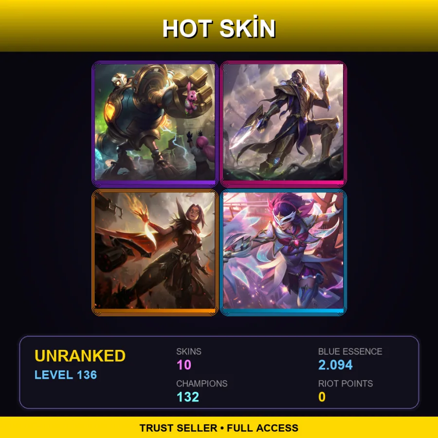 SG | Lv136 | Unranked | 10 Skin | 132 Champ