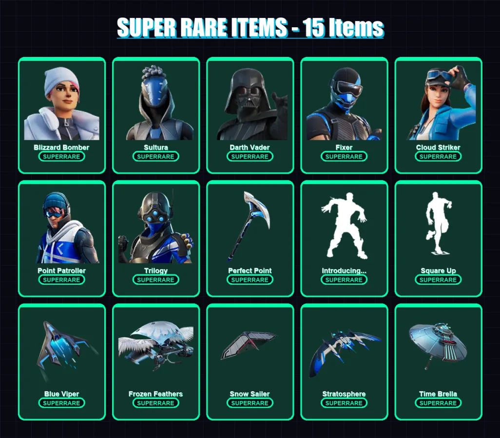 [PC/XBOX/PSN] | Blizzard Bomber | Sultura | Darth Vader | Fixer | Cloud Striker | 152 skin | 165 pickaxe | 129 emote | 130 glider | Lv2327