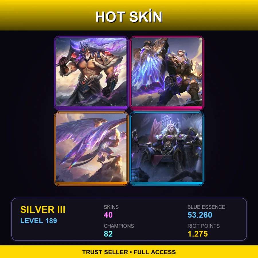 EUW | Lv189 | Silver III | 40 Skin | 82 Champ