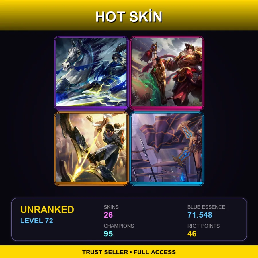 EUNE | Lv72 | Unranked | 26 Skin | 95 Champ — LoL account