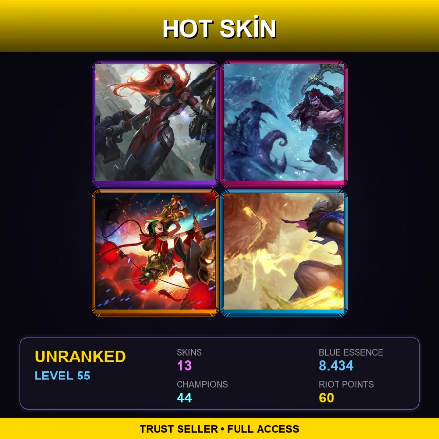 TR | Lv55 | Unranked | 13 Skin | 44 Champ