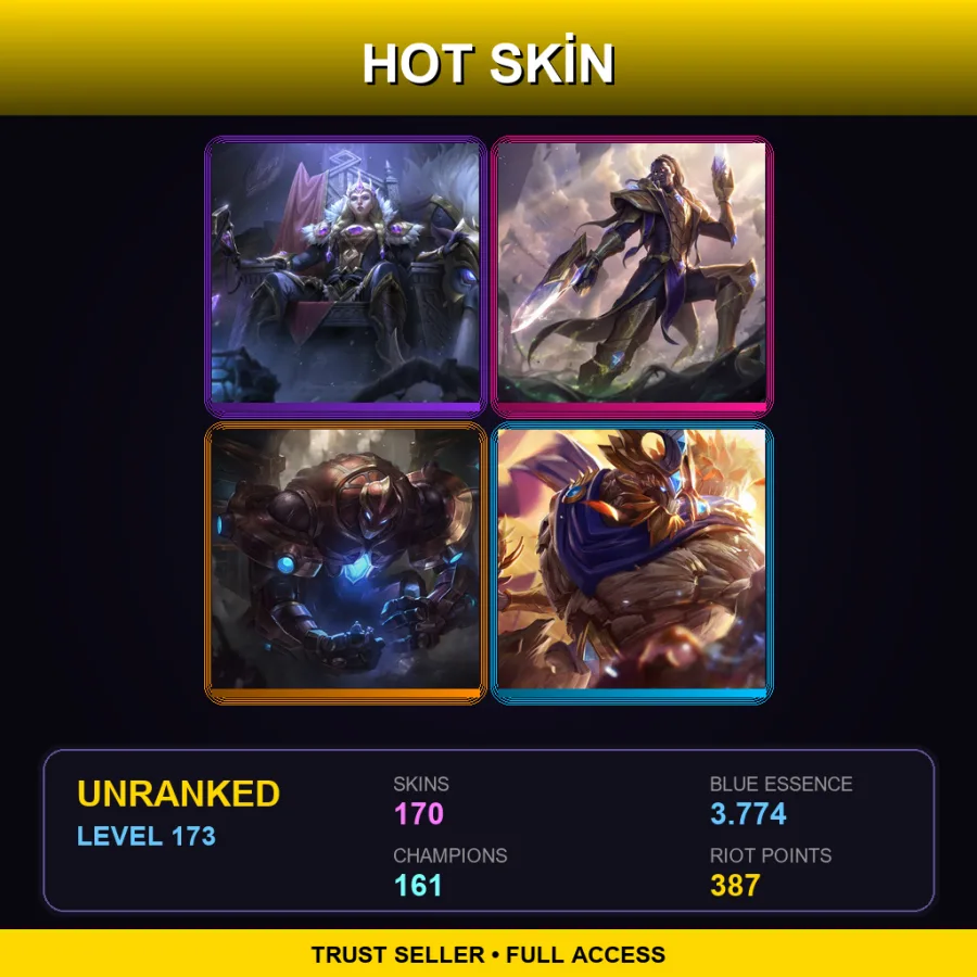 EUW | Lv173 | Unranked | 170 Skin | 161 Champ — LoL account