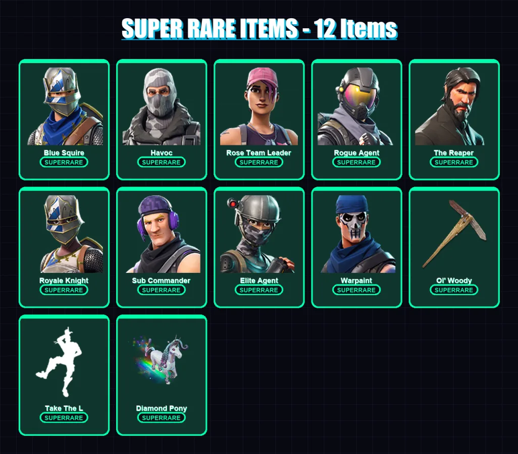 [PC/XBOX] | Blue Squire | Havoc | Rose Team Leader | Rogue Agent | The Reaper | 29 skin | 22 pickaxe | 23 emote | 27 glider | Lv284