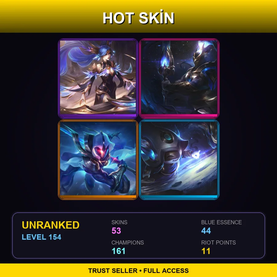 EUW | Lv154 | Unranked | 53 Skin | 161 Champ