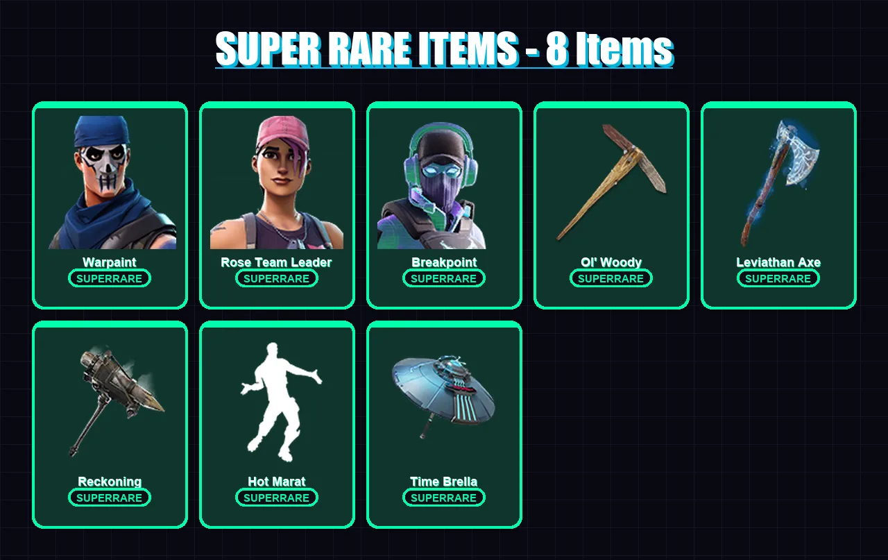 [PC/XBOX/PSN] | Warpaint | Rose Team Leader | Breakpoint | Drift | Predator | 92 skin | 96 pickaxe | 88 emote | 98 glider | Lv1239