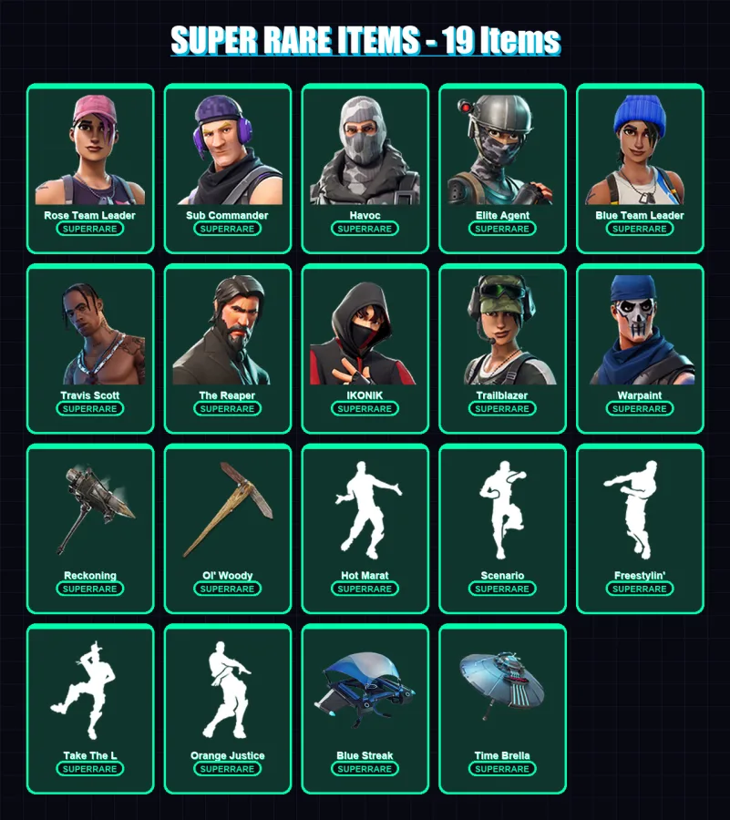 [PS4/PS5/XBOX/PC] | Rose Team Leader | Sub Commander | Havoc | Elite Agent | Blue Team Leader | 69 skin | 65 pickaxe | 76 emote | 72 glider | Lv833