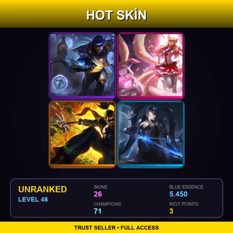 LAS | Lv46 | Unranked | 26 Skin | 71 Champ — LoL account